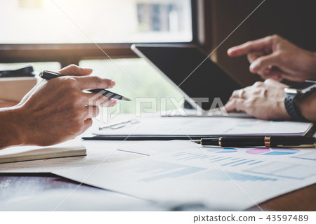 Teamwork process, Business team are meeting and discussing marke 43597489