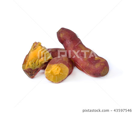 Whole purple yams photographed white background. Whole purple yams photographed white background. 43597546