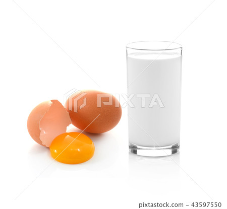 egg and milk isolated on white background egg and milk isolated on white background 43597550