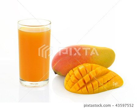 Full glass of Mango Juice and mango Full glass of Mango Juice and mango 43597552