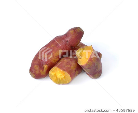Whole purple yams photographed white background. Whole purple yams photographed white background. 43597689