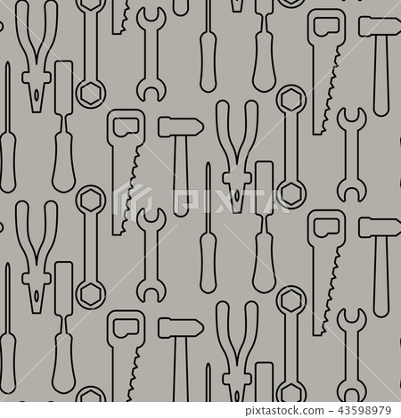 Vector tools seamless pattern in outline style. Vector tools seamless pattern in outline style. 43598979