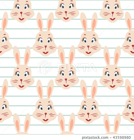 Happy bunny pink seamless vector striped pattern. Happy bunny pink seamless vector striped pattern. 43598980