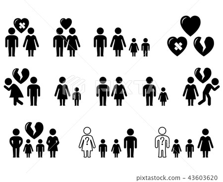 set of black icons with family situation set of black icons with family situation 43603620