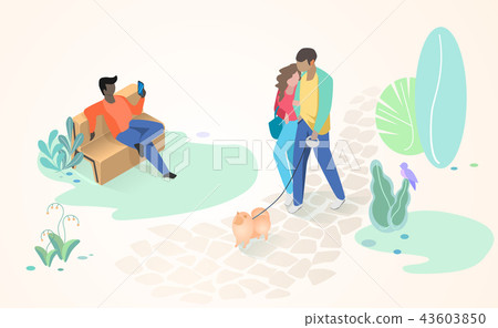 Resting People in City Park Flat Vector Concept - Stock Illustration ...