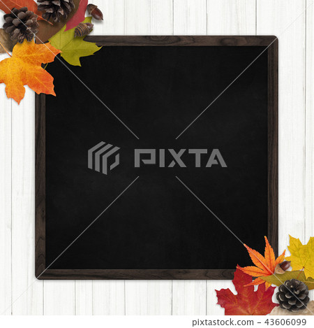 Background-Autumn-Fallen Leaves-Nuts-Frame 43606099