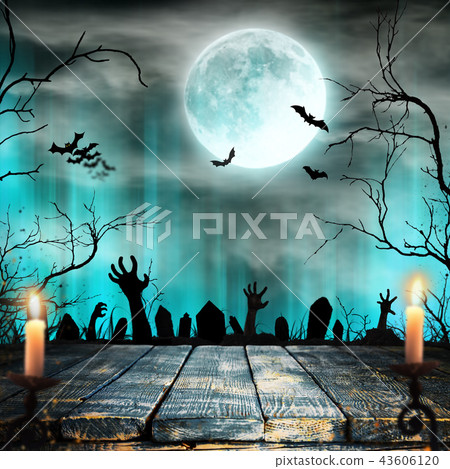 Spooky Halloween background with old trees silhouettes. Spooky Halloween background with old trees silhouettes. 43606120