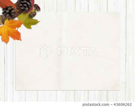 Background-Autumn-Fallen Leaves-Nuts-Frame 43606262