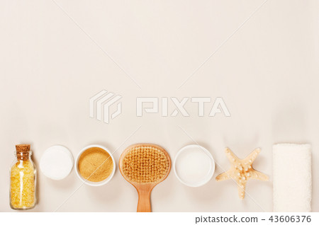 Bath cosmetics on the light background Bath cosmetics on the light background 43606376
