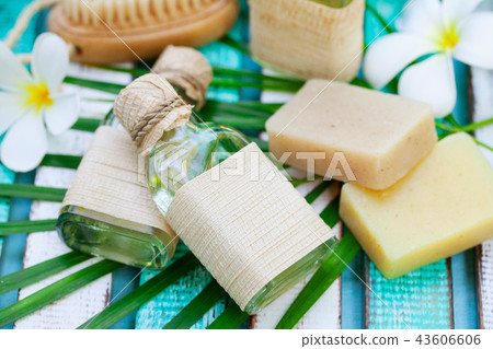 Spa and wellness massage setting. Outdoor summer background. Close up. 43606606