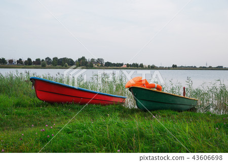 Lifeguard boats on the lake Lifeguard boats on the lake 43606698