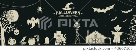 Seamless pattern for Halloween celebration with retro grunge effect. Vector illustration. Seamless pattern for Halloween celebration with retro grunge effect. Vector illustration. 43607103