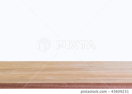 Empty wooden table on isolated white background. 43609231