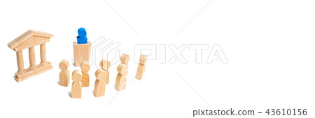 leader from the rostrum speaks a speech  43610156