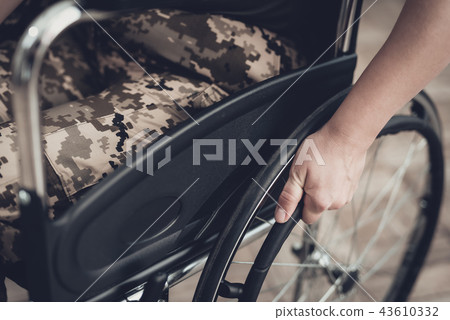 Disabled Soldier In A Wheelchair. Paralyzed Woman. 43610332