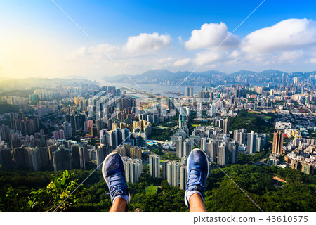 Man enjoying Hong Kong view from the Lion rock 43610575