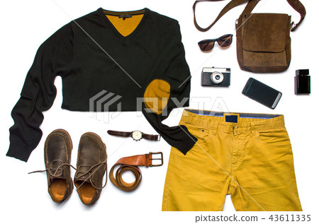male fashion accessories flat lay isolated male fashion accessories flat lay isolated 43611335