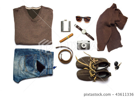 male fashion accessories flat lay isolated male fashion accessories flat lay isolated 43611336