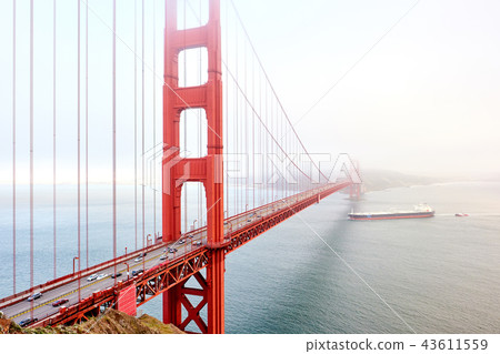 Golden Gate Bridge view at foggy day Golden Gate Bridge view at foggy day 43611559