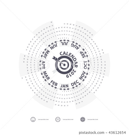 2019 Calendar Template.Circle calendar template. 43612654