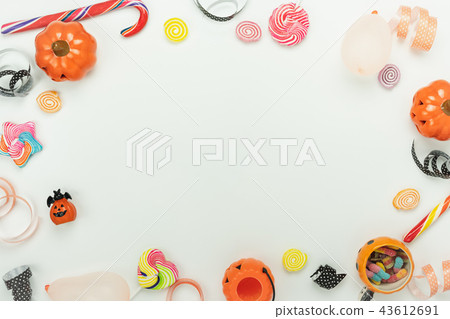 Table top view decoration Happy Halloween day. Table top view decoration Happy Halloween day. 43612691