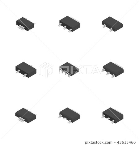 Set of different 3D electronic components, vector  43613460