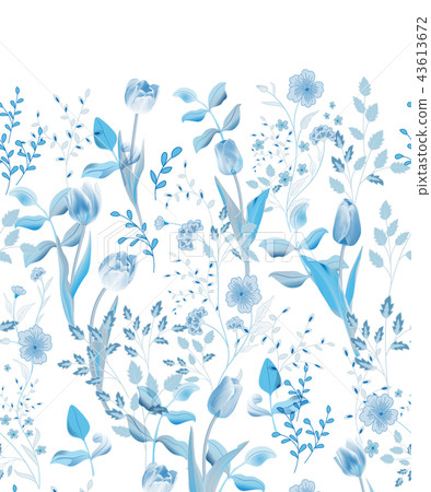 Spring flowers. Seamless floral border. Vintage vector illustration. 43613672