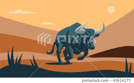 Bull with big horns. Bull with big horns. 43614275