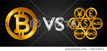 Concept Bitcoin Cryptocurrency VS World currencies 43614652