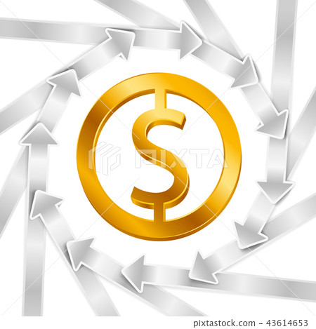 Silver arrows with US dollar sign, icon cycle 43614653