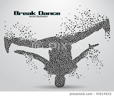 Silhouette of a break dancer from triangles 43614818