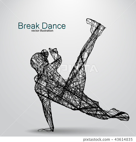 Silhouette of a break dancer. Silhouette of a break dancer. 43614835
