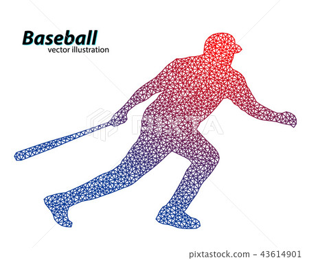 silhouette of a baseball player from triangle. 43614901