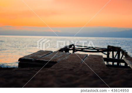 wooden pier at sunset wooden pier at sunset 43614950