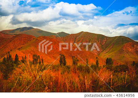 red mountains and blue sky red mountains and blue sky 43614956