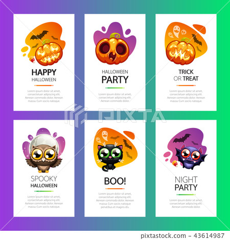 Halloween Greeting Cards Vibrant Light Set 43614987