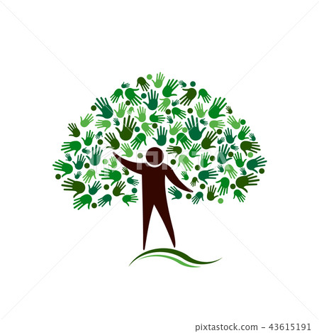 Human Figure Tree with Hands Network Vector logo Human Figure Tree with Hands Network Vector logo 43615191