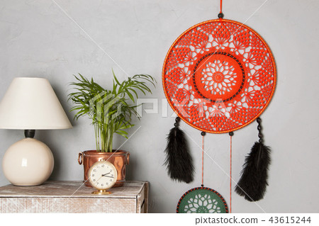 Dream catcher on gray background. 43615244