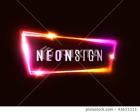 Glamour background. Luxury abstract neon frame on dark red backdrop. Vibrant romantic vector 43615313