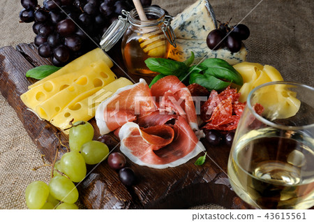 antipasti platter on wooden surface antipasti platter on wooden surface 43615561