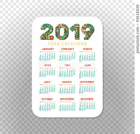 2019 Calendar Template for Pocket Calendar, Basic Grid. 2019 Calendar Template for Pocket Calendar, Basic Grid. 43616026