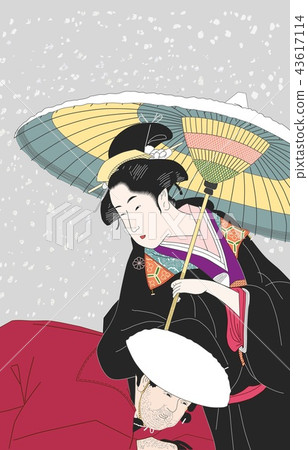 Fall color woman in the snow Fall color woman in the snow 43617114