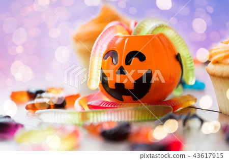 gummy worms and candies for halloween party 43617915
