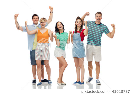 happy friends making fist pump gesture 43618787