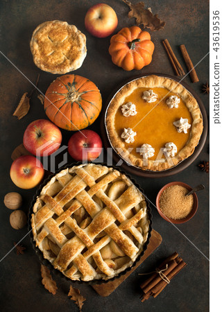 Thanksgiving pumpkin and apple various pies Thanksgiving pumpkin and apple various pies 43619536