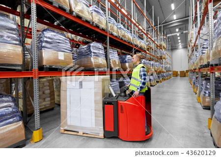 loader operating forklift at warehouse loader operating forklift at warehouse 43620129