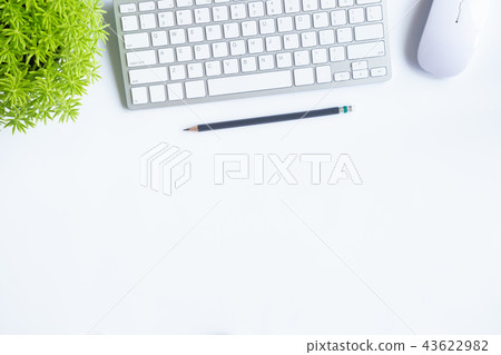 White desk office with laptop, smartphone and othe White desk office with laptop, smartphone and othe 43622982