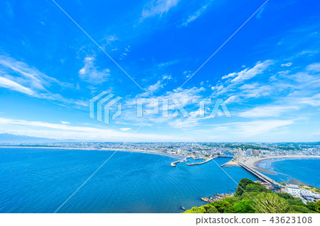 enoshima island and urban skyline view in kamakura enoshima island and urban skyline view in kamakura 43623108