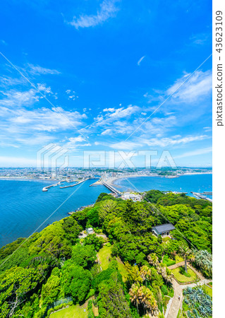 enoshima island and urban skyline view in kamakura 43623109