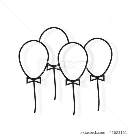 balloons black and white icon with soft shadow - Stock Illustration ...